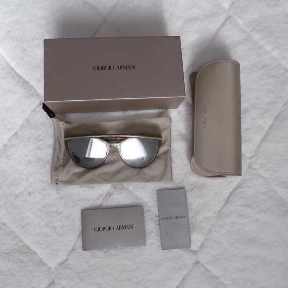 Armani Mirrored Gold Accent Aviators, Cat Eye Pilot Browline Detail 53mm AR8124